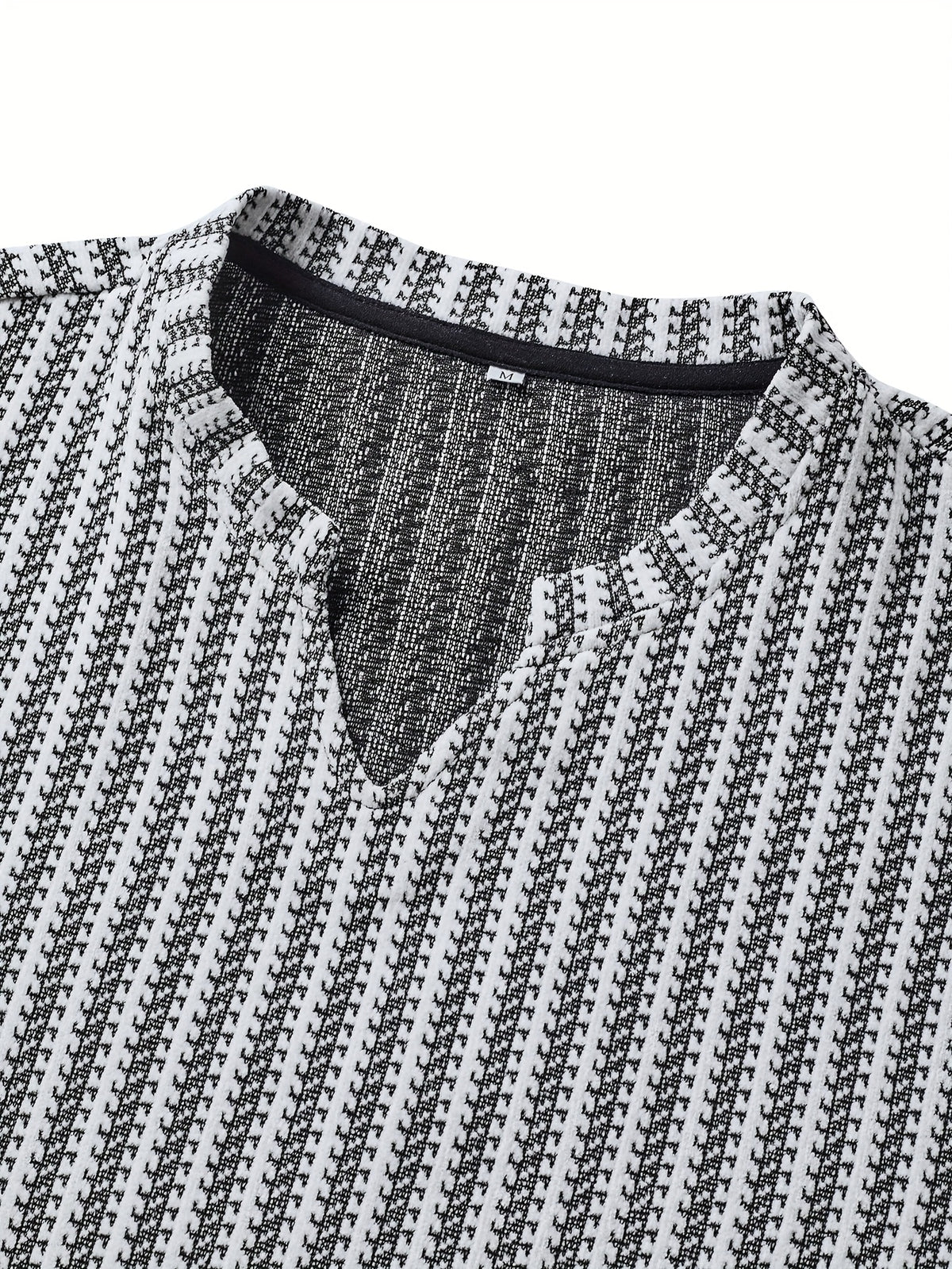 Men's Fashion Casual Knit Sweatshirt with Stand Collar in Black and White Contrast, Suitable for Daily Wear, Commuting, Versatile Fashion, Men's Henley Shirt - White
