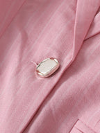 Women'S Fashion Pin Stripe Blazer, Trendy And Versatile, Vibrant Pink Women'S Suit Jacket, Suitable for Various Occasions And Gatherings, Workplace - Pink