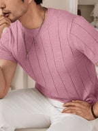 Men's Solid Rib-knit Top - Pink Color