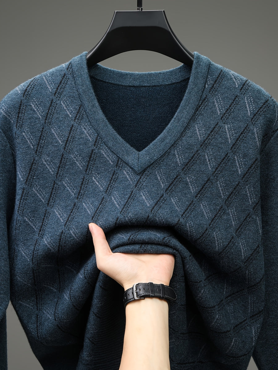 Minimalist Urban V-Neck Sweater for Portable Daily Commuting - blue gray