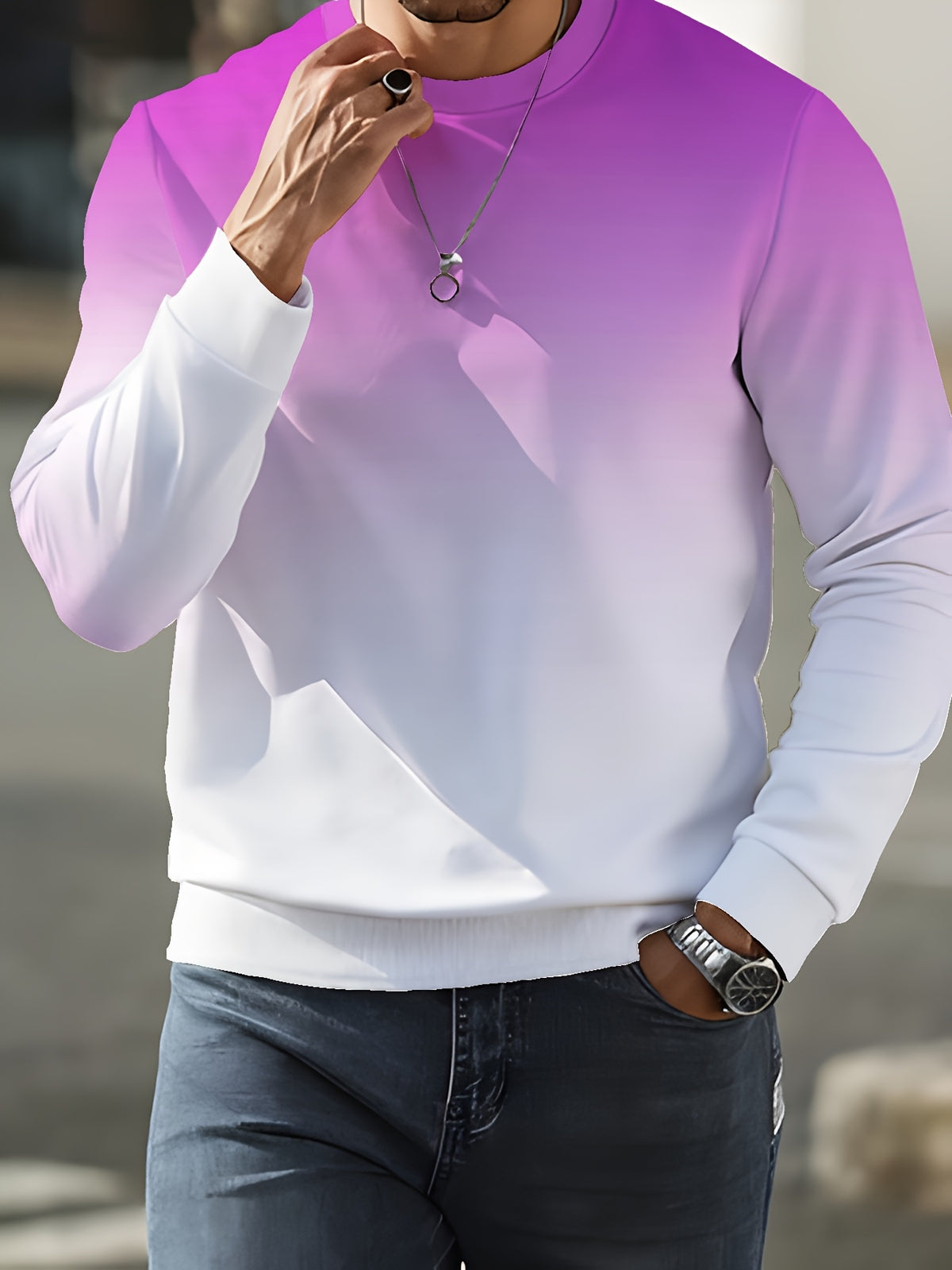 New Autumn/Winter Long-Sleeve Printed Crewneck Sweatshirt for Men - Mixed Color 3