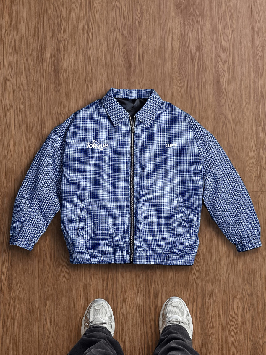 Men's Vintage Plaid Lapel Jacket, a Versatile Shirt-collar Outerwear for Daily Casual Wear in Spring and Autumn, Suitable for Everyday Work Settings, a Harrington Style Lightweight Men's Casual Sport Jacket - Blue