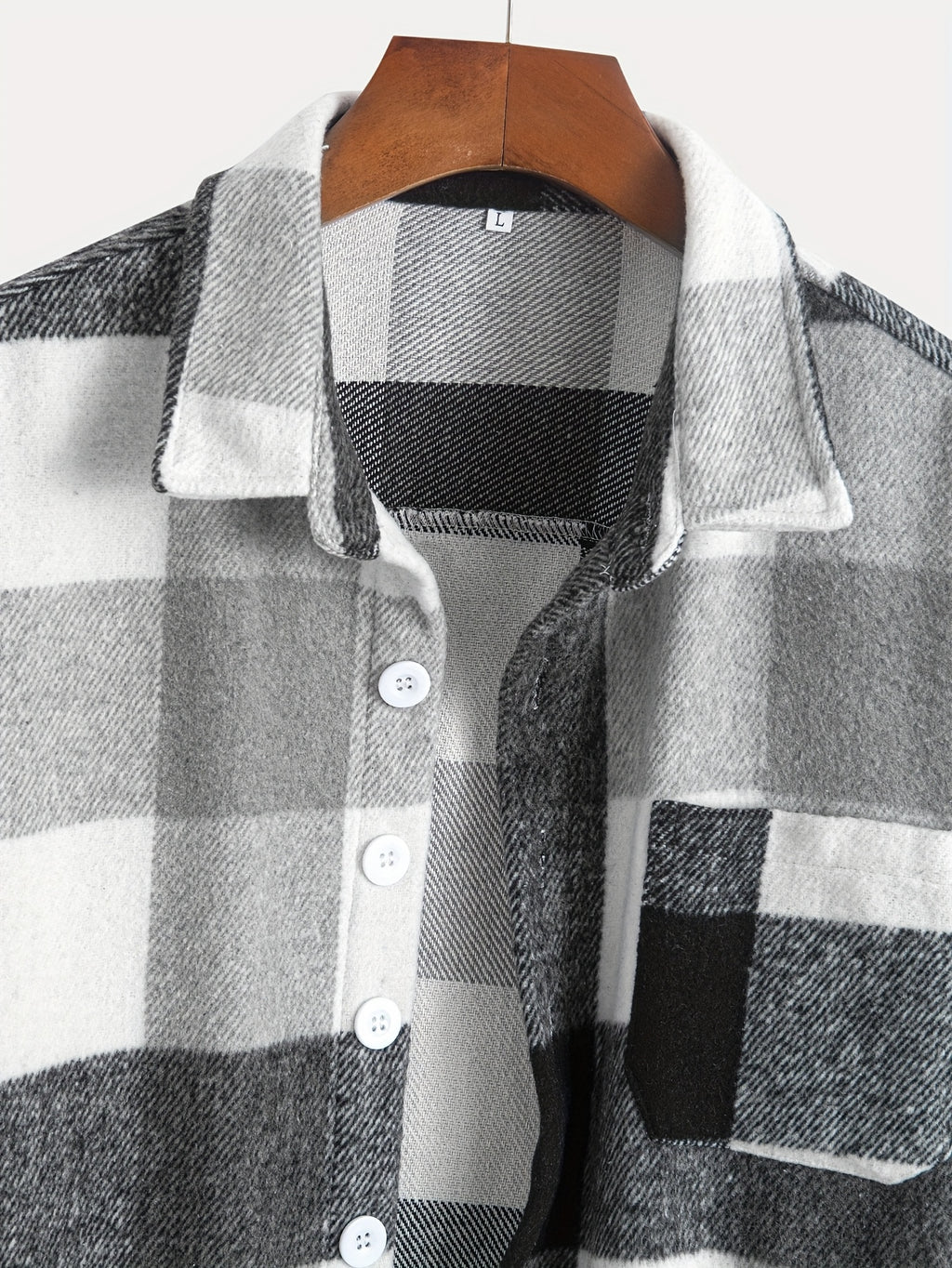 1pc of Plaid Casual Jacket, Casual Sports Jacket, Lapel Button Cardigan Jacket - Grey