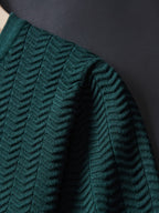 Men's Knit Short Sleeve Sweater, Heavy Craft Wave Jacquard Slimming Vertical Stripes, Stylish Trendy Thermal Base Layer, Thick Half Sleeve for Spring Autumn Winter, High-Quality Pullover, Can Be Worn Alone or as a Base Layer - Dark Green