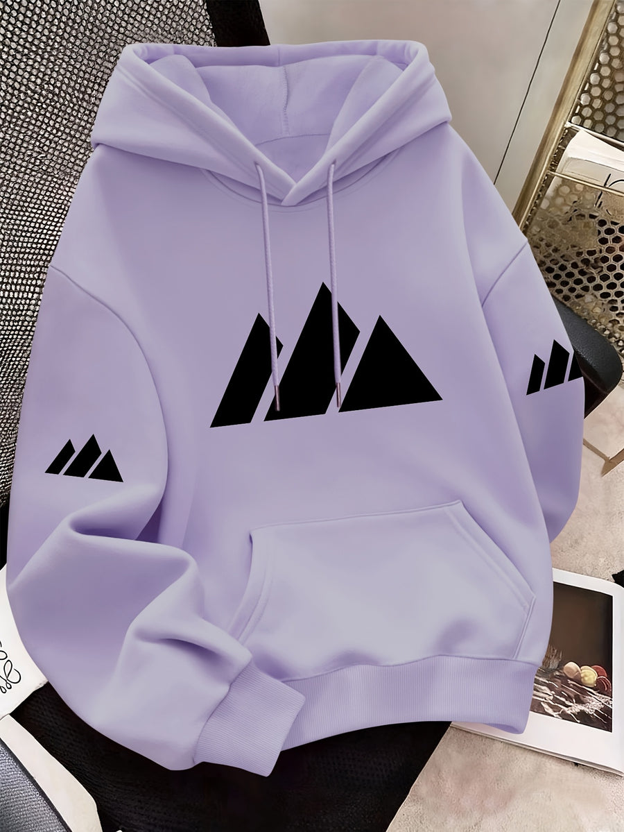 Women Mountain Ranges Graphic Hooded Sweatshirt, Casual Fashion Jacket, Sports Shirt Top, Outdoor Fashion Casual, 2026 New Daily Versatile Autumn And Winter Women Clothing - Purple