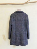 2026 Spring/Autumn Men's Fashionable and Stylish Houndstooth Check  Overcoat, Versatile Outdoor Social Trench Coat - Grey