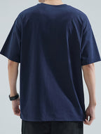 Men's Basic Round-neck Pure Short-sleeve T-shirt, Unisex Essential for Daily Casual Wear, Breathable and Soft - Navy Color