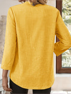 Women'S V-Neck Short Sleeve Shirt, Universal Casual Blouse Top - Yellow