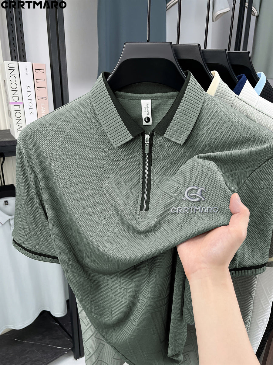 Kartmar CRRTMARO Summer New Men'S Short Sleeve Polo Shirt with Collar, Easy Business Casual High-End Breathable Half Sleeve T-Shirt Men'S Wear, Jushang - Dark Green
