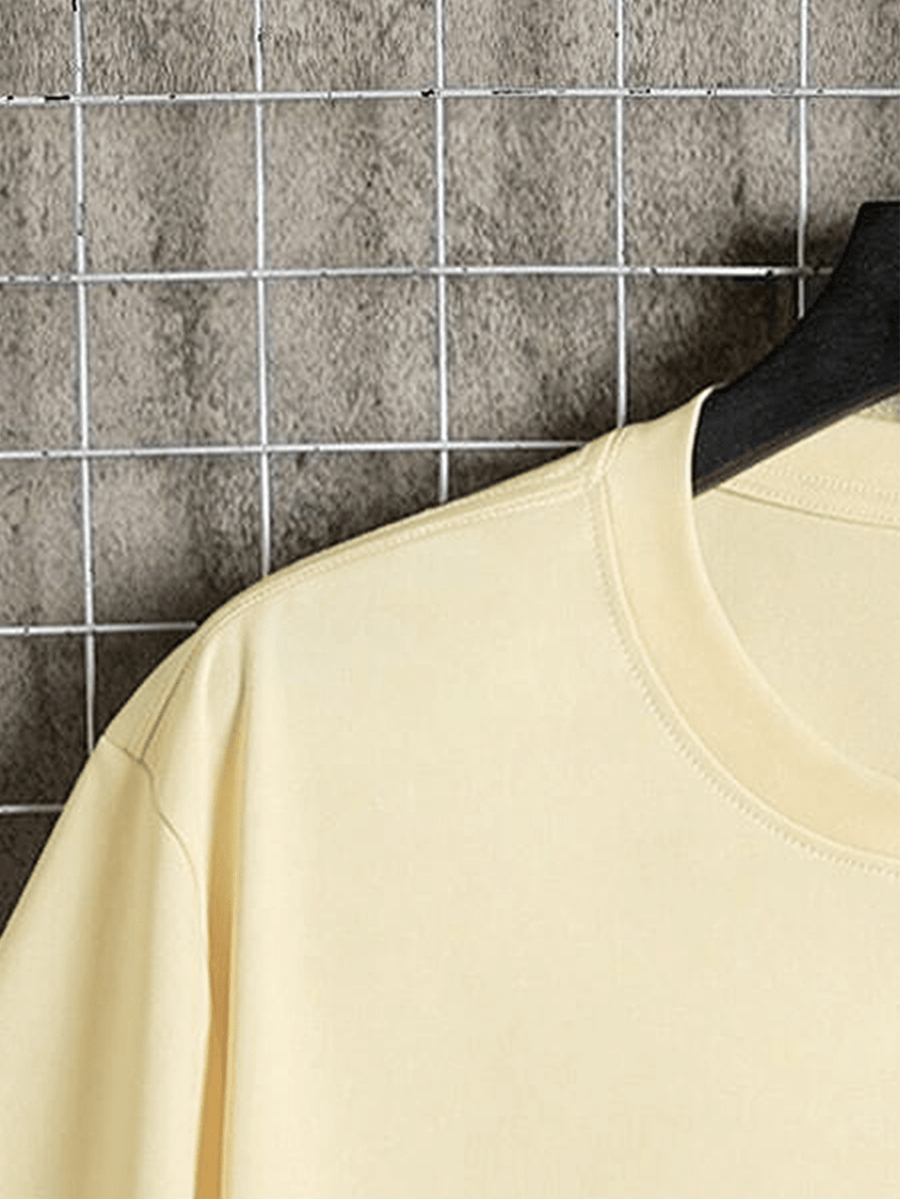 Men'S Single Pc Print Round Neck Short Sleeve T-Shirt, Easy Fashion Loose Comfortable Cool for Outings, Outdoor Sports, Commuting 2KT01 - Apricot