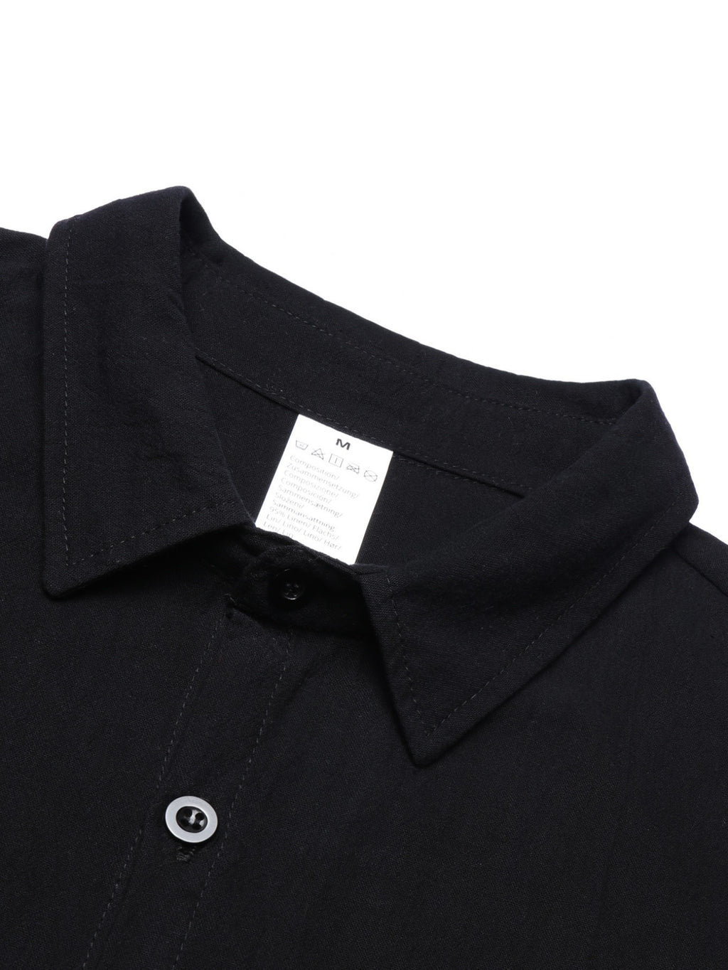 Men's New Printed Linen Shirt, Relaxed Texture, Trendy and Versatile for Daily Commuting, Simple and Clean, American Light Luxury, Suitable for Various Occasions, Vintage, Casual, Easygoing, Relaxed, Artistic, and Understated Men's Shirt - Black