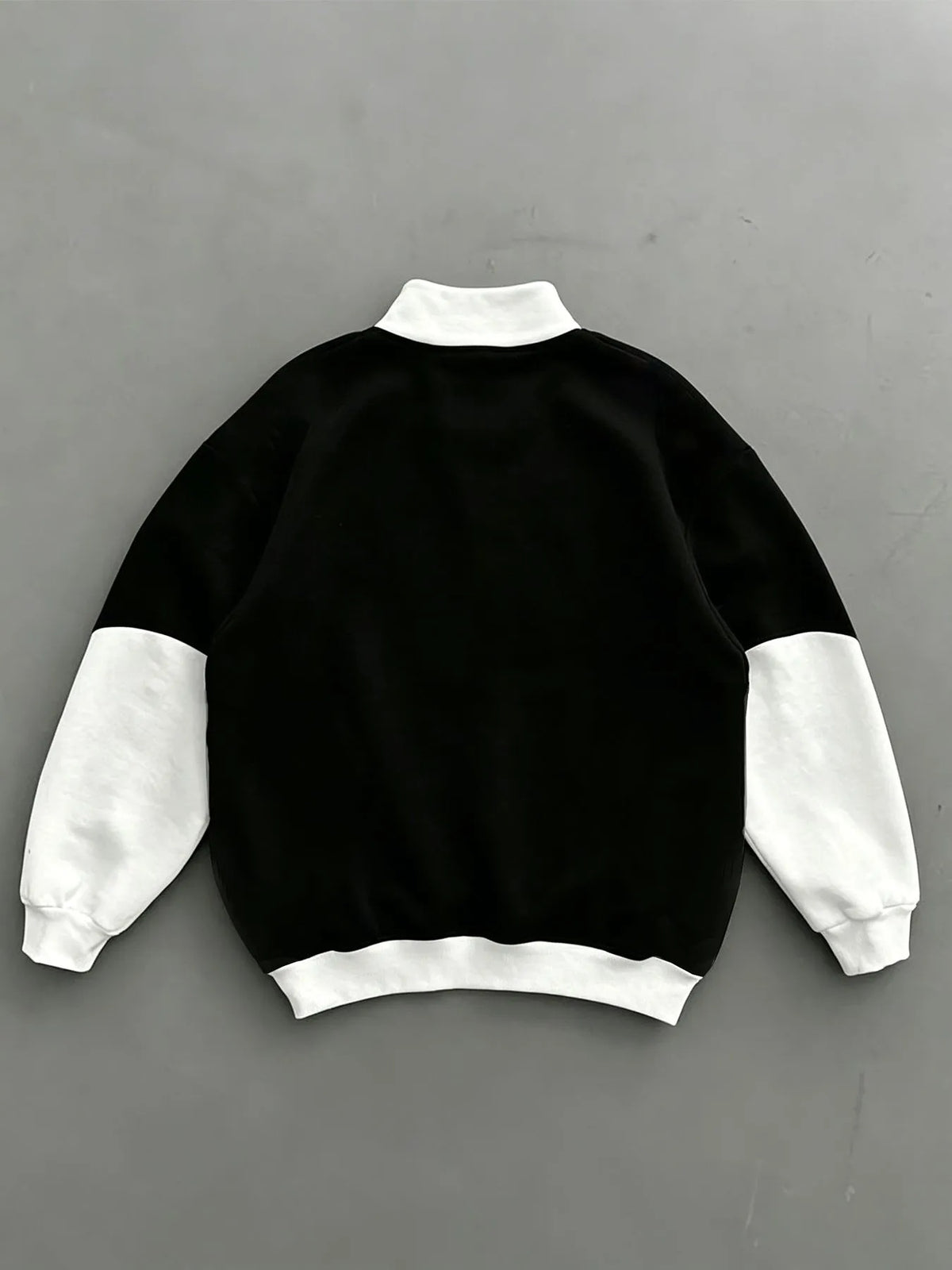 TOKYO JAPAN Tokyo Letter Half-Zip Stand-Up Collar Sweatshirt for Men And Women, Black And White Contrast Splicing, Japanese Logo Printed Loose Shoulder Top - Black