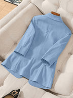 Women'S Casual Solid Single-Breasted Blazer, Spring/Summer Thin 3/4 Sleeve Lapel Coat - Sky Blue