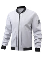 Men'S Bomber Jacket Autumn Baseball Collar Work Jacket Multi-Pocket Patch Casual American Vintage Baseball Jacket Suitable for Daily Work Scenes - Light Grey