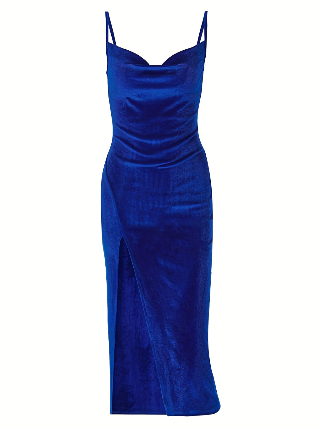 Split Thigh Ruched Dress, Elegant Spaghetti Sleeveless Party Dress, Women's Clothing Wedding/Occasion/Engagement/Ceremony/Evening dress - Royal Blue