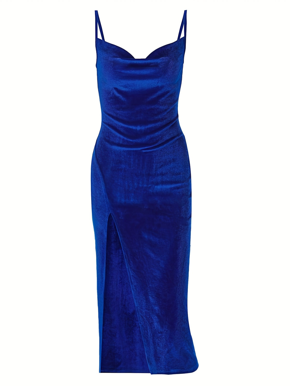 Split Thigh Ruched Dress, Elegant Spaghetti Sleeveless Party Dress, Women's Clothing Wedding/Occasion/Engagement/Ceremony/Evening dress - Royal Blue