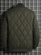 Autumn Winter New Fashion Trendy Black LA Pattern Outdoor Activity Casual Commute Leisure Baseball Collar Classic Style Men'S Non-Stretch All-Match Striped Jacket Coat - Army Green