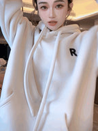 New and Thickened Loose Hoodie for Women 2025,  Letter Versatile Hoodie, -style Top - Champagne