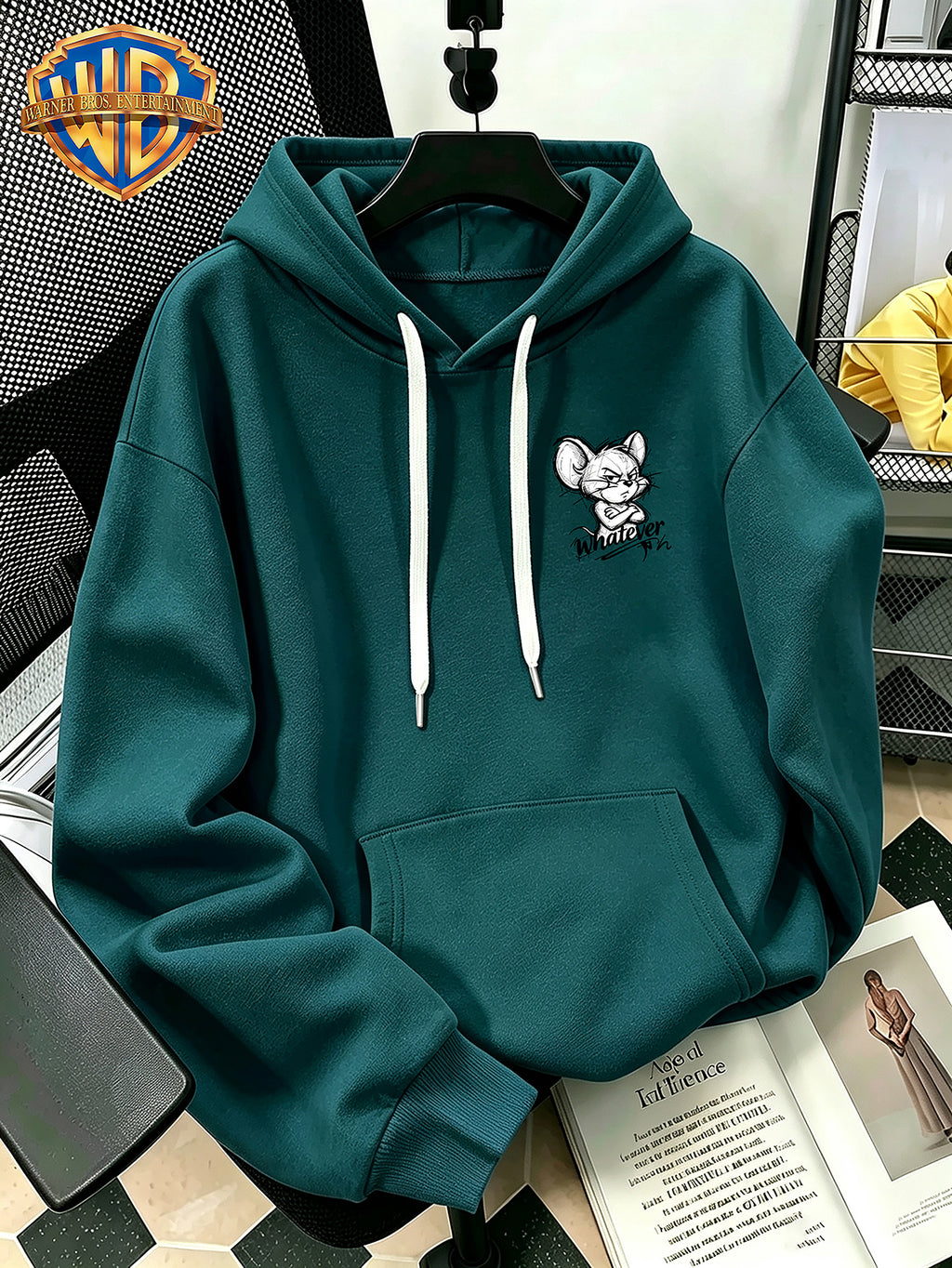 Halloween/Back to School/Date Night/Father'S Day Gift Choice - Sketch Style Cute Little Mouse Print Hoodie - Men'S Essential Hoodie with Pockets And Drawstring Design, Ideal for Warmth, Perfect for Casual Wear Or Outdoor Activities - Unisex - Green