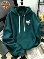 Halloween/Back to School/Date Night/Father'S Day Gift Choice - Sketch Style Cute Little Mouse Print Hoodie - Men'S Essential Hoodie with Pockets And Drawstring Design, Ideal for Warmth, Perfect for Casual Wear Or Outdoor Activities - Unisex - Green