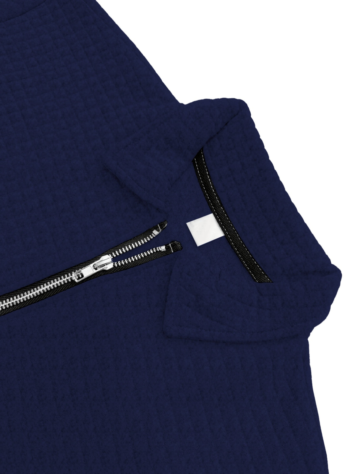National Charm Tiger Head Line Art Print Floral Waffle Knit Half-Zip Polo Long Sleeve Men's Casual Top, Featuring a Simple and Premium Texture That Complements All Dressing Styles. Easily Create a Minimalist Look, Whether for Daily Commutes - Navy Color