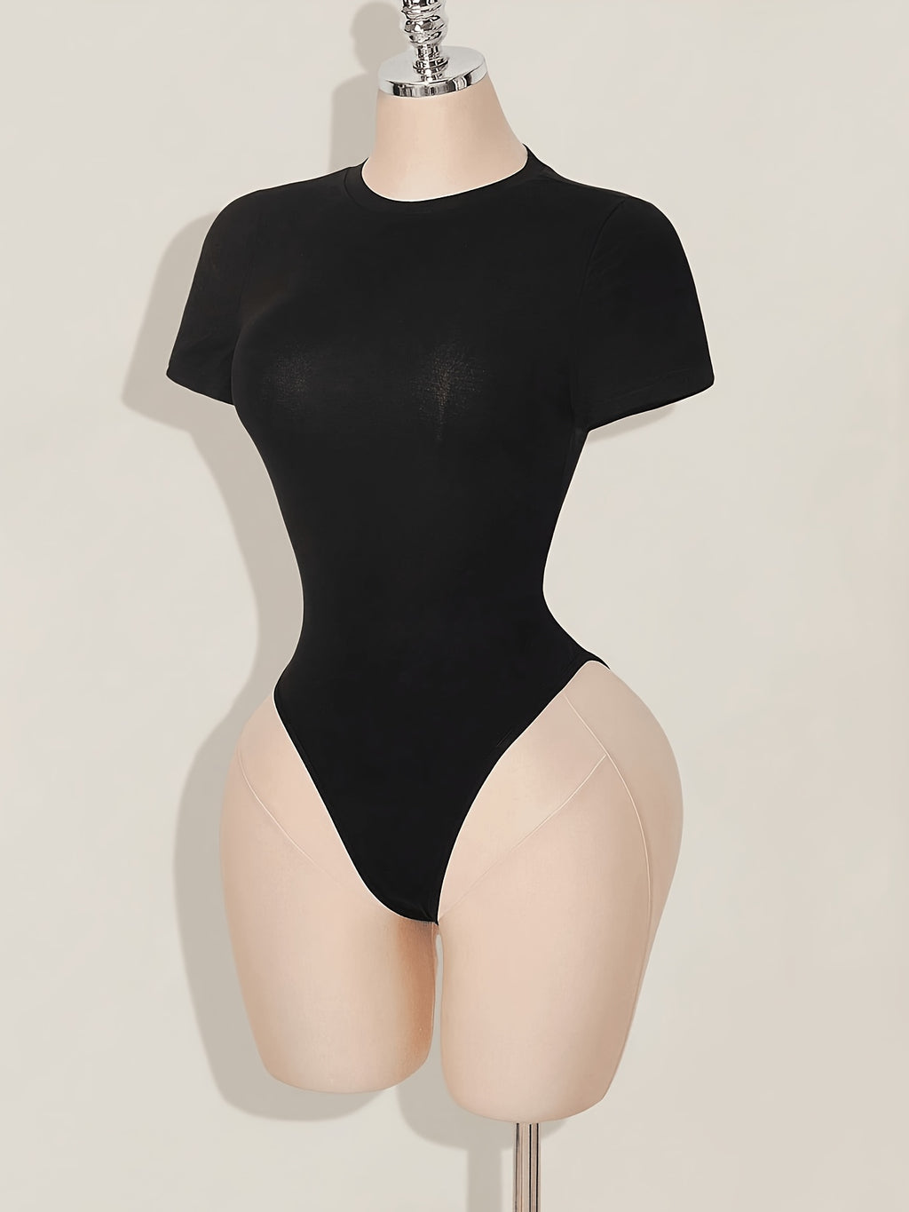 Women's Black Bodysuit with Short Sleeves and Round Neck, Featuring a Sexy Dragon Print on a Mesh Panel at the Back. Suitable for Gatherings, Parties, Music Festivals, Christmas, Dates, Daily Outings, Travel, Shopping, Airport Outfits, and Brunch - Black