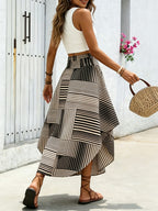 Women's Fashion New Style Skirt with Random Print and Irregular Hem Design, Suitable for Spring/Summer Daily Casual Wear and Vacations - Polychrome