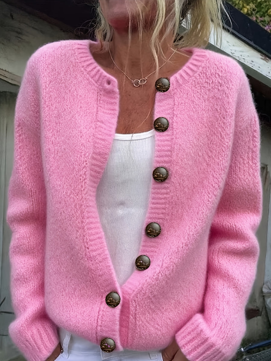 Women'S Thick Needle Sweater, Suitable for Autumn And Winter, Casual Warmth, Elegant And Versatile, Ideal for Holiday Parties. Long-Sleeved Shirt - Pink Color