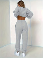 NYC Print Women'S Round Neck Casual Set 2pcs Outfit Spring Fall Outfit - Granny Gray