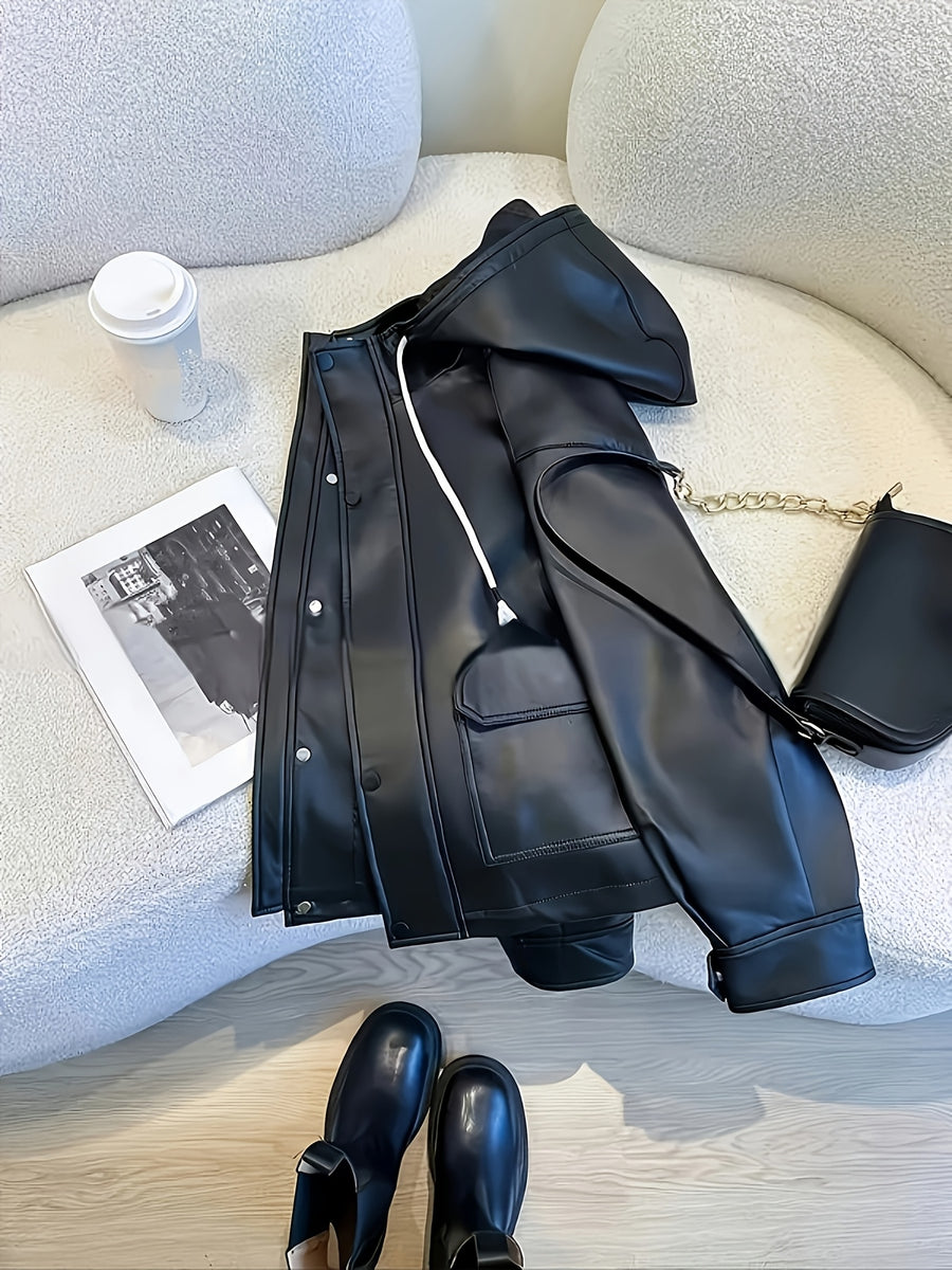High-end Versatile Women's Hooded Jacket - Black