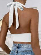 2025 Sexy Strappy Backless Elegant Fashion Crop Top Tank Top - White