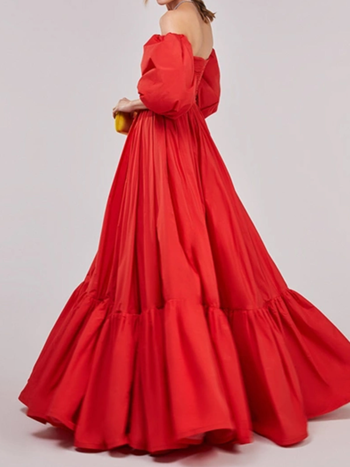 Off-Shoulder Strap Red Dress Women'S Spring Summer Fashion Loose A-Line Skirt Temperament Long Dress, Dating Afternoon Tea, Stage Performance, Year-End Party - Red