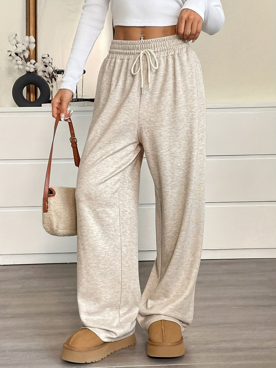 Summer Directional Style Women'S Solid Color Drawstring Casual Trousers, Easy And Fashionable, Suitable for Daily Wear - Apricot