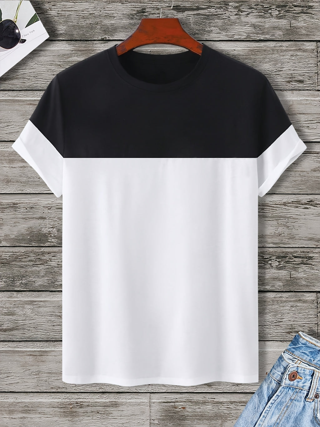 Men'S Color-Blocked T-Shirt Made of 100%, 180G, Featuring Solid Short Sleeves. Ideal for Summer And Suitable for All Seasons, This High-Quality, Comfortable, And Well-Fitting Casual Sportswear Is Factory-Made for Men - Mixed Color 2