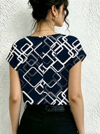 Women's Daily Simple and Stylish Printed Casual Short-Sleeve Vacation Top - Multicolor