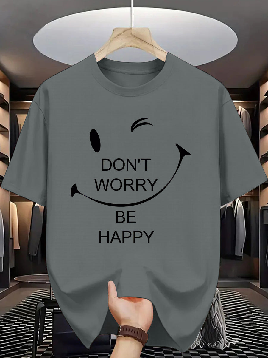Trendy Printed T Shirts for Men, Regular Standard Fit Comfortable Short Sleeve Casual Tee, Versatile Everyday Fashion Outfit Top - Slate Grey