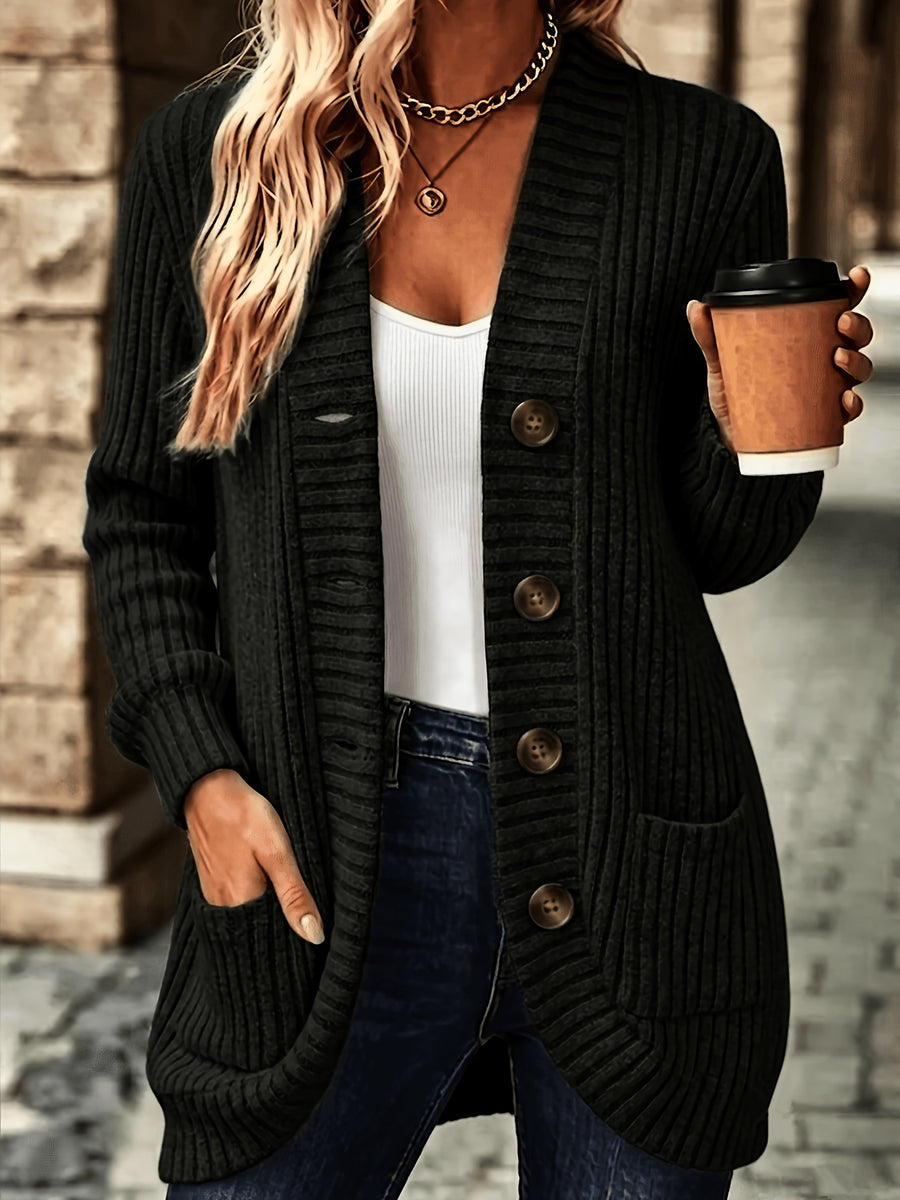 Women'S Casual Jacket, All-Season Elegant Long Sleeve Blazer - Black