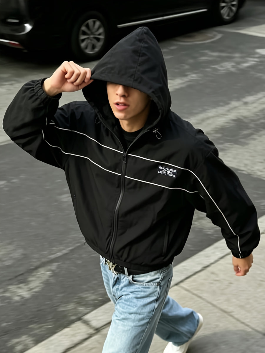 Men'S New Top Jacket All-Match Trendy Comfortable Outdoor Sports Travel High Street Fashion Easy Good-Looking Loose Jacket - Black