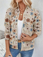 Women'S Floral Print Casual Lightweight Jacket for Spring, Autumn, And Early Winter - Mixed colors