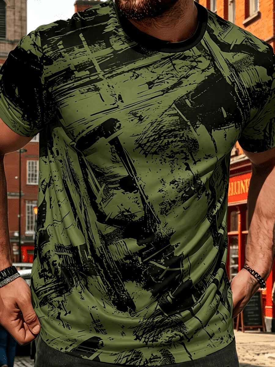 Men's Size-Coded Summer T-Shirts with Printed Design(Non-Textured), Ideal for Seaside Outdoor Sports Outfits - Style 7