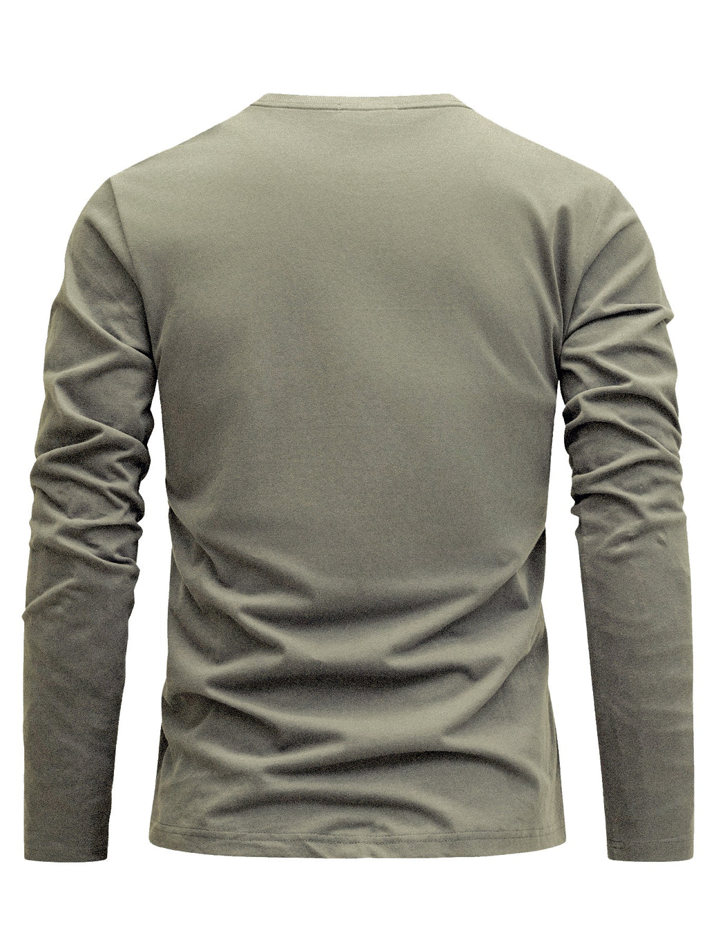 100% Cotton Men's T-Shirt, Spring Long Sleeve Thin Top, Trendy, Fashionable, Simple, Casual, Versatile, Suitable for Commuting and Daily Wear, Geometric Line Pattern, Stylish, Elegant, , and Fun - Khaki