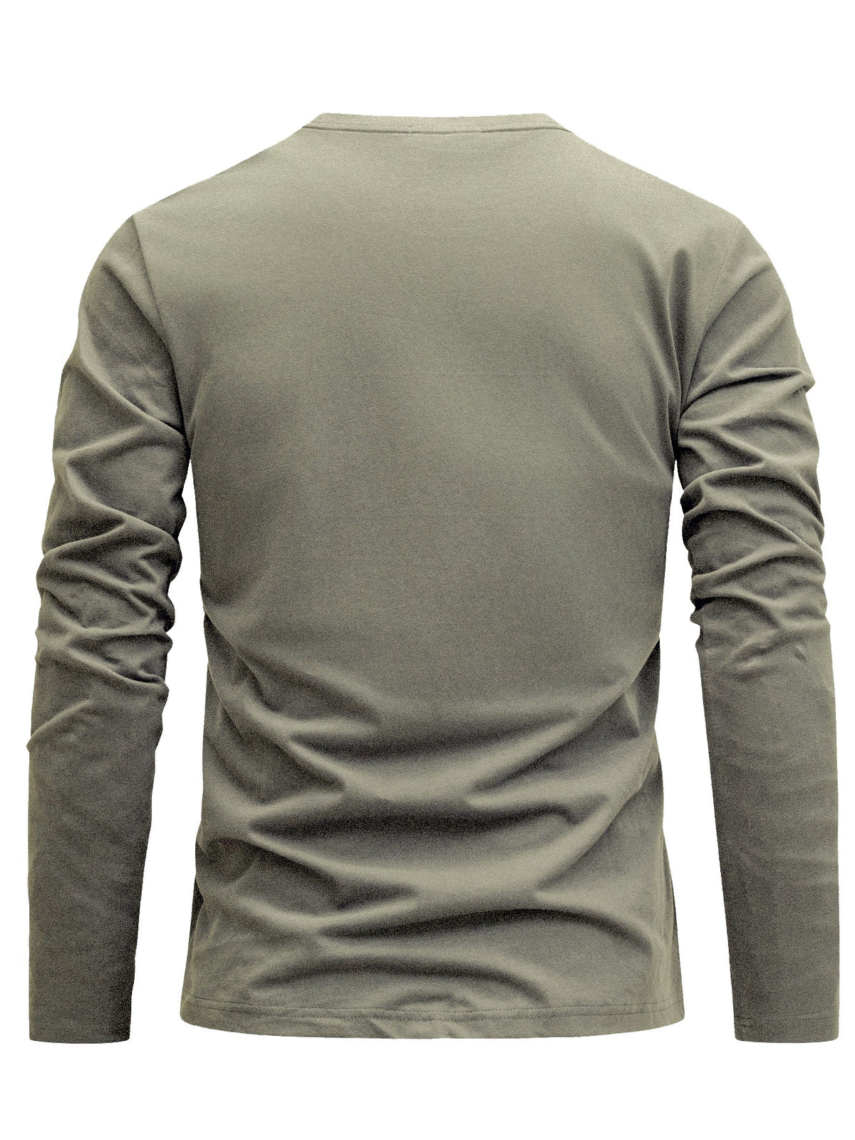 100% Cotton Men's T-Shirt, Spring Long Sleeve Thin Top, Trendy, Fashionable, Simple, Casual, Versatile, Suitable for Commuting and Daily Wear, Geometric Line Pattern, Stylish, Elegant, , and Fun - Khaki