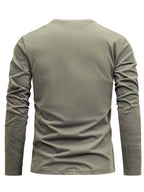 100% Cotton Men's T-Shirt, Spring/Autumn Long Sleeve, Standard Fit, Daily Casual Versatile Top, Fashionable, Elegant, , and Fun Print - Khaki