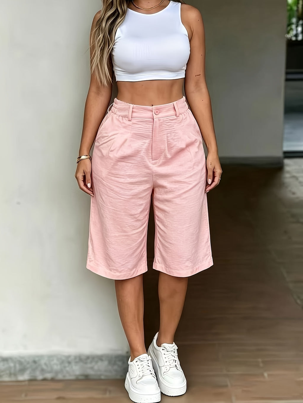 (ZD260420019) Women'S Fashion Street Style Cool Women'S Shorts - Pink Color