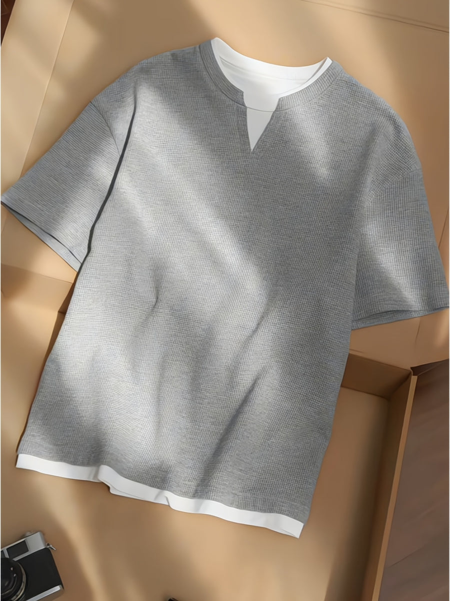 Josh Mei's Selected 2-in-1 Look Casual T-shirt - Grey