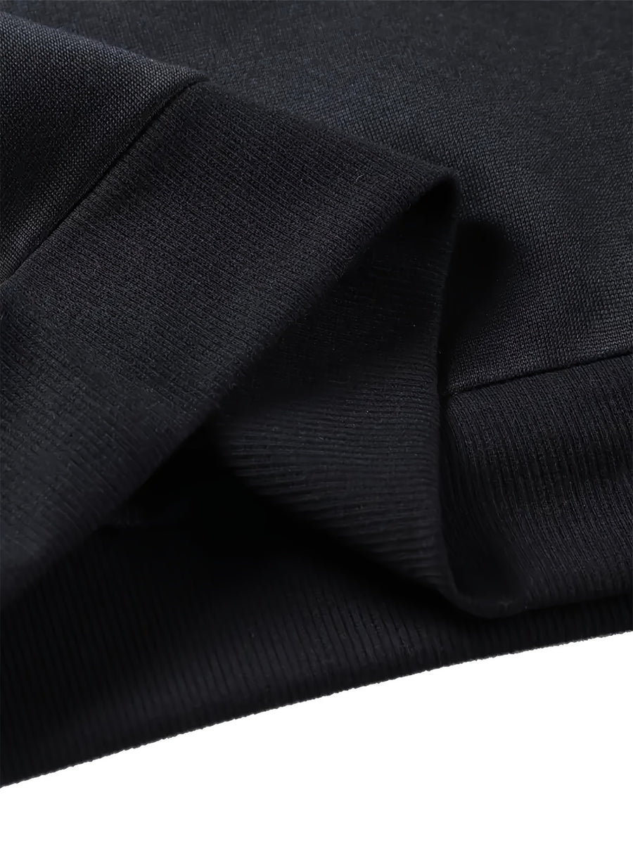 Men's Casual Versatile Hooded Sweatshirt, Fashionable and Trendy Fitness Graphic Print, Outerwear for Outdoor and Home Wear, Men's Casual Pullover Hooded Sweatshirt - Black