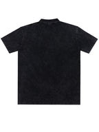 Two-pc More Cost-Effective Heavyweight Combed Pure Vintage Washed Distressed Polo Shirt for Men, Loose Fit Casual Short Sleeve Lapel, Latin American Style Daily Versatile Button-Up Top, Business Casual Commuter Lapel T-Shirt - Black