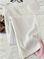 Women's Elegant High-Waisted Elastic Wide-Leg Pants - Structured Tapered Trousers for Casual to Formal Occasions, All-Season Work Pants, Machine Washable Non-Stretch Fabric, Comfortable and Stylish, Suitable for All Seasons, Ideal for Casual - Beige