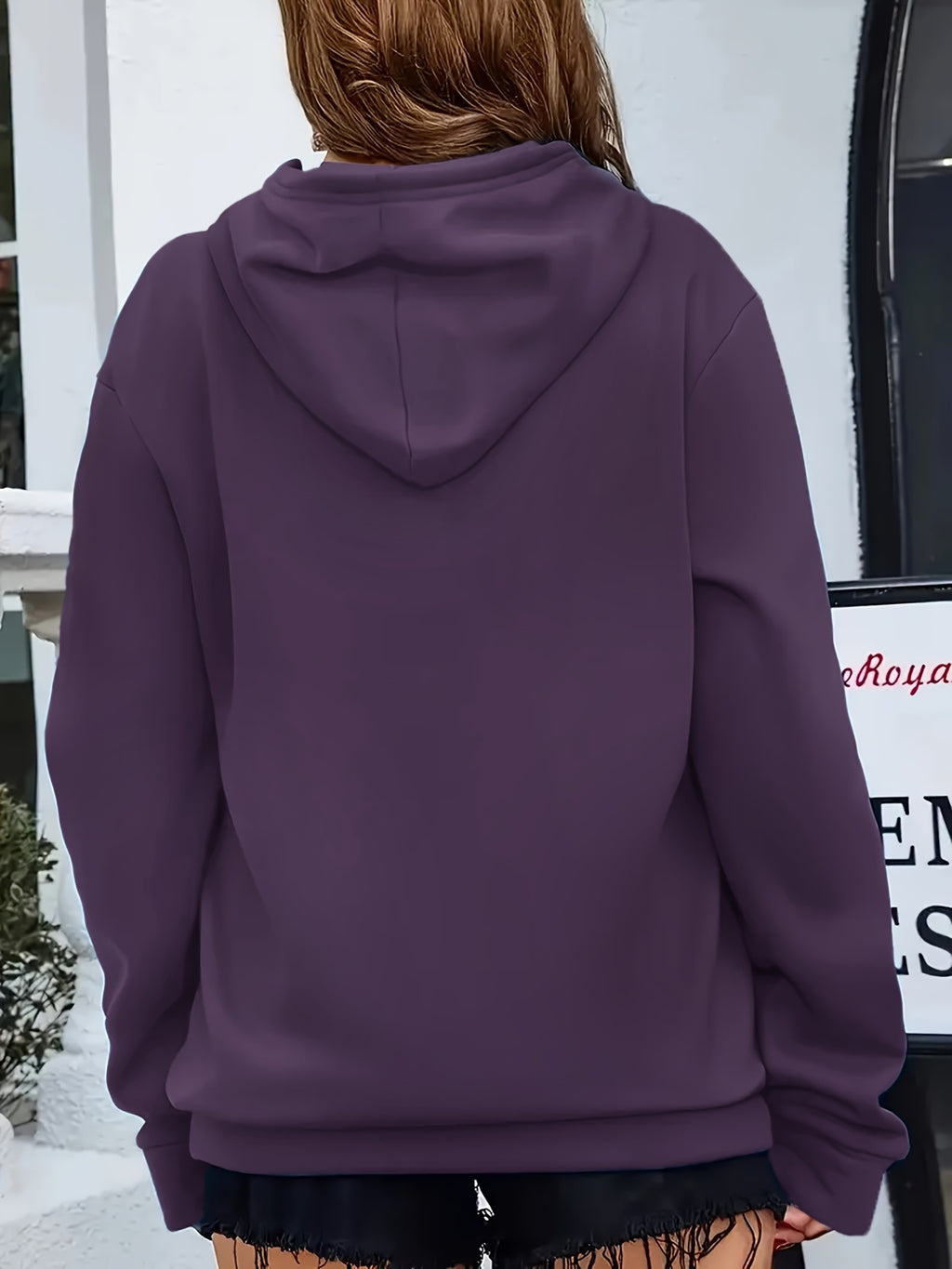 Fashion Hooded Sweatshirt For Women | Regular Fit, Heart Pattern, Drawstring Detail, Ideal For Fall/Winter - Purple