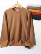 2pcs Set, Men'S Round Neck Knit Easy Long Sleeve Sweatshirt, Suitable for Daily Commute And Work, Home Leisure, Shopping Outings, Layering, Autumn And Winter - Black + Navy Blue
